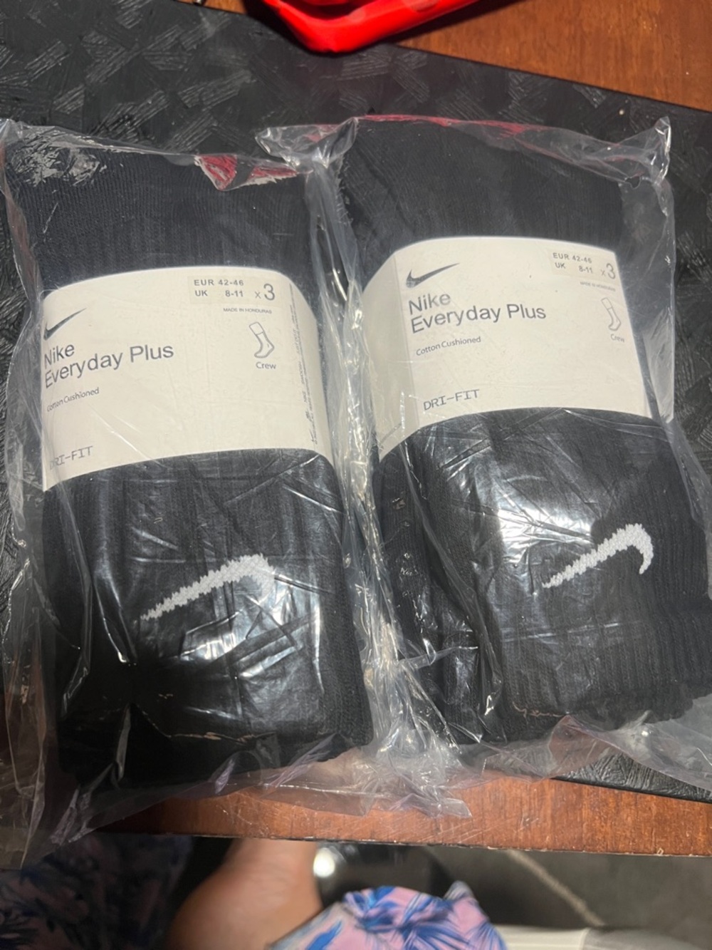 Nike Black Crew Athletic Socks with White Swoosh - Everyday Plus (2 Pack)